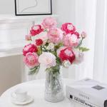 Three flocking lotus artificial flowers, peony furniture, living room and dining