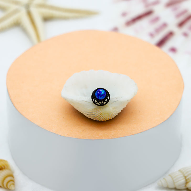 Earring Cartilage Daith Piercing Jewelry Hollow Moon Shaped Inlaid With Opal Gem