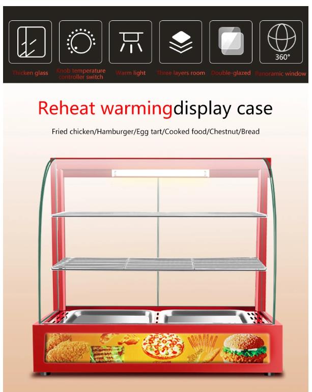 66*46*60mm Commercial Food Warmer Display Warming Showcase for Hot Snack Foods