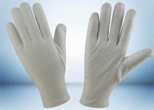 Wholesale Bleached White Cotton Inspection Gloves , Cotton Glove Liners Hemming Cuff from china suppliers