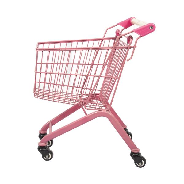 Pink 20L Supermarket Mini Kids Shopping Carts Toy Metal Childrens Shopping