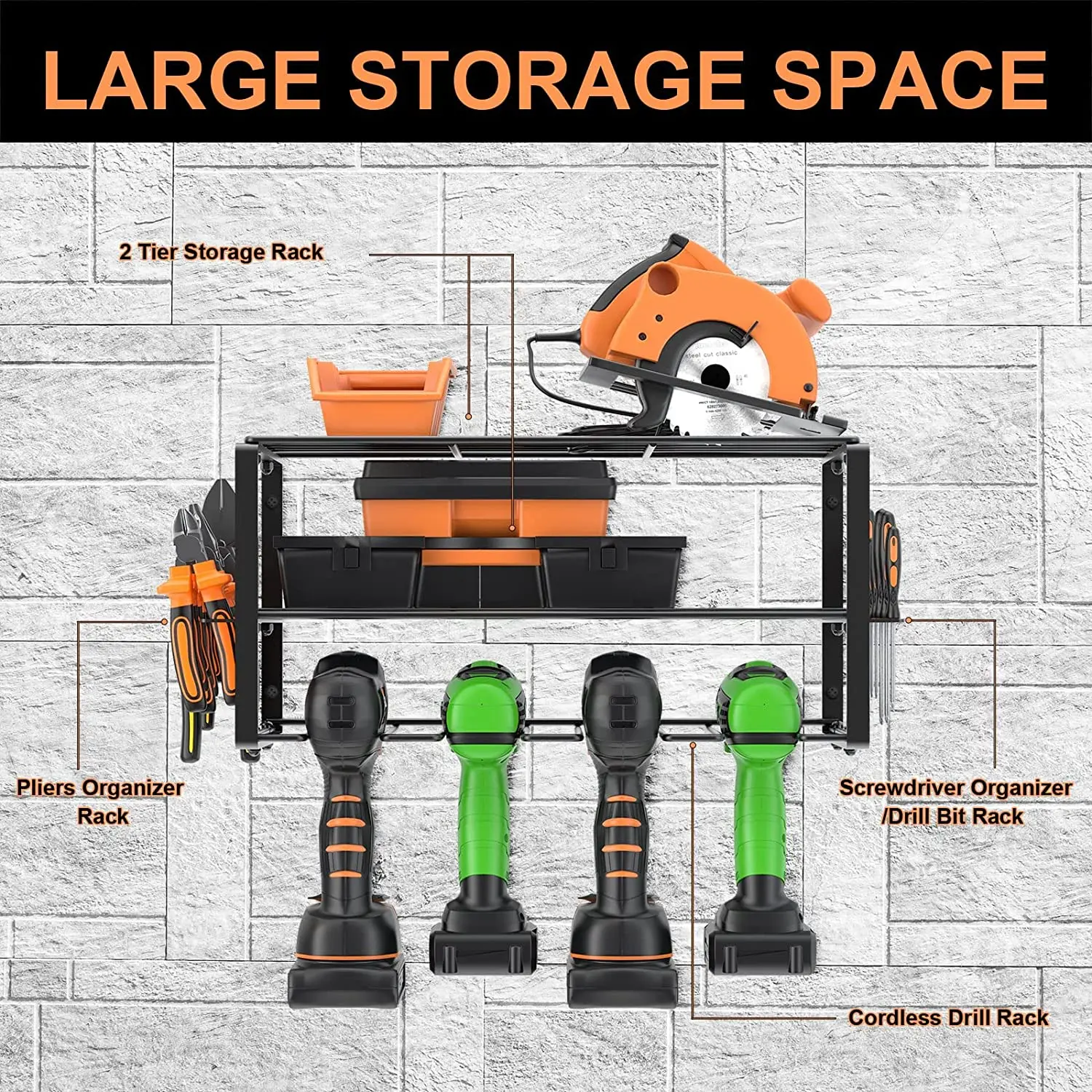 Metal Type Heavy Duty Garage Tool Organizers Power Tool Storage Racks