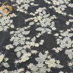 Tulle 3D White Flower Lace 80% Nylon Embroidery For Wedding