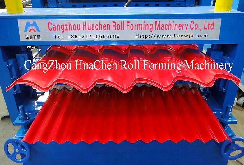 Mitsubishi PLC Metrocopo Roof Profile Double Layer Roll Forming Machine With Two Year Guarantee