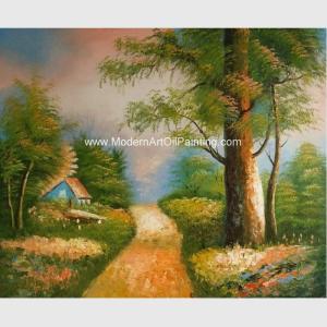 Wholesale Green Palette Knife Landscape Painting Cottages Abstract Scenery Art Environmental from china suppliers