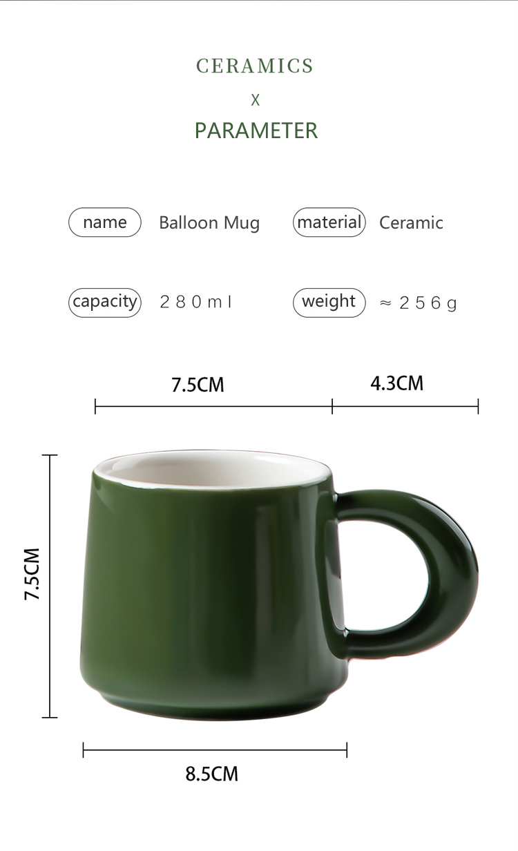 Personalised Handgrip Porcelain Milk Coffee Mug Nordic Gift Set Custom Pottery Mugs