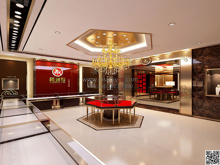 shopping mall high end jewelry shop display showcase with led