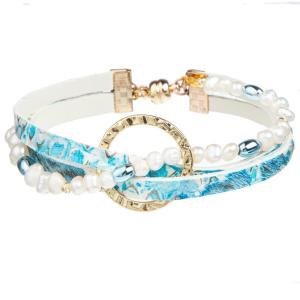 Wholesale Irregular Leather And Pearl Wrap Bracelet For Fashion Daily Wear from china suppliers