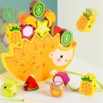 Wooden Stacking Balance Building Block Toys Cartoon Animal Hedgehog Fruit Blocks