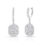 White CZ Earrings 925 Sterling Silver Classic Style For Engagement And Wedding