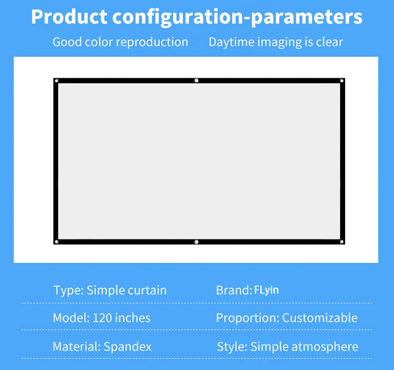 74 Inch Portable Foldable Soft Screen Spandex Customizable Projector Screen For Educational Business Anti-Wrinkle