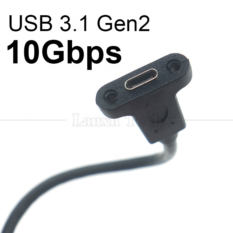Customization USB3.1 Gen2 Screw Locking Stud USB Type C 3.1 Panel Mount Extension Cable