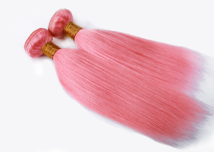 Customized Pink Virgin Human Long Hair Extensions 30 Inches Shedding Free