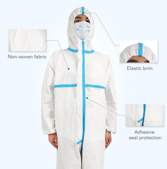 Optional Size Waterproof Disposable Overalls Nonwoven SMS Virus Protection Suit