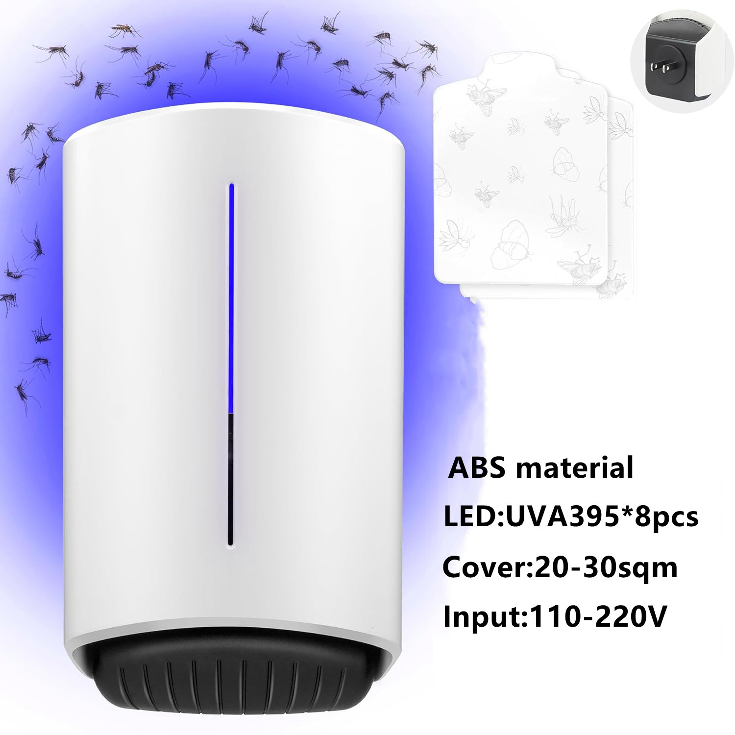 JZ Indoor Bedroom Electric Wall Hanging Fly Catcher Pest Control Purple UV Light Sticky Anti Mosquito Lamp Glue Trapper