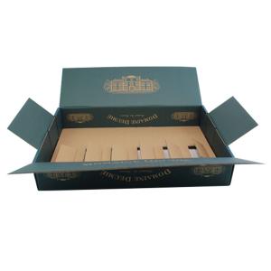 China Strong Custom Mailer Boxes Printed Solid Blue For 6 Pack Wine Glass Bottle on sale