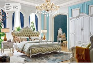 Wholesale European Style Leather Upholstered King Size Frame Antique Bed from china suppliers