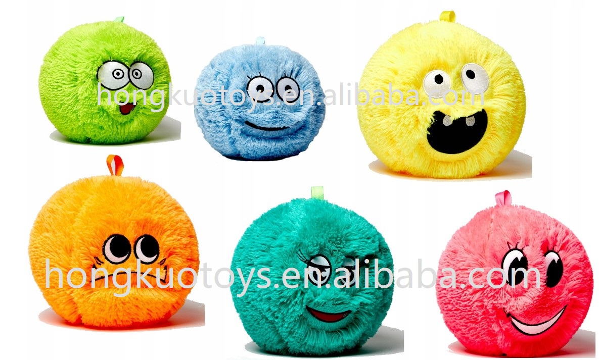 Logo Embroidery 23cm Fuzzy Ball with Smiley Face OEM/ODM Aceptable Embroidery Logo