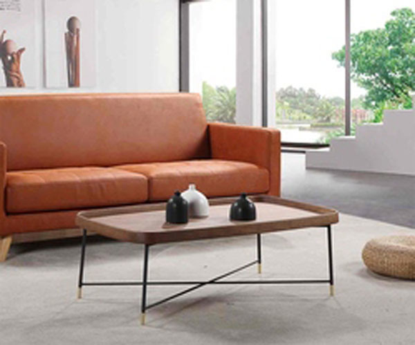 Industrial Wooden Rectangular Coffee Side Table Set Walnut Color