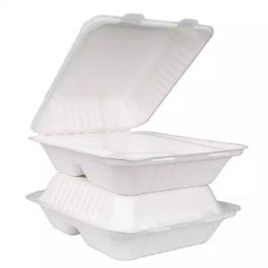Wholesale Biodegradable Eco Friendly 3 Compartment Bagasse Clamshell Containers 8 10 Inch from china suppliers