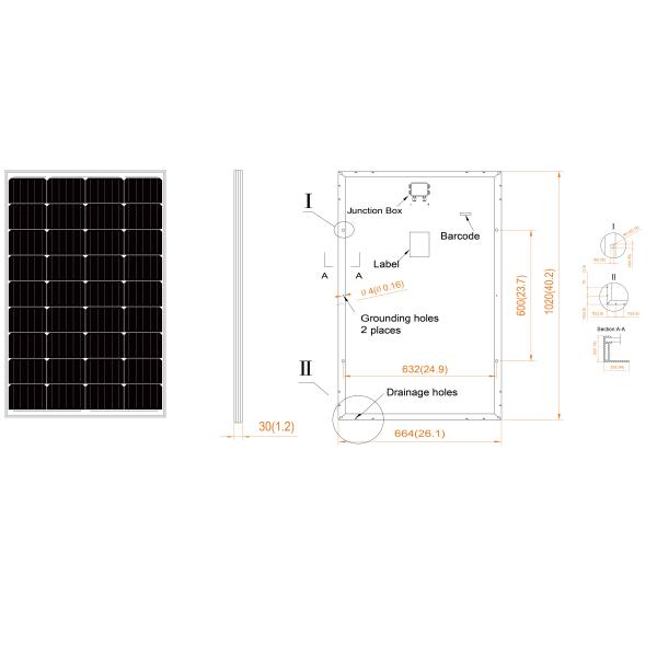 Monocrystalline Solar Panel Pv 120w 12v