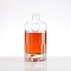 Wholesale 1000ml Clear Black Nordic Round Empty Glass Rum Whisky Bottle with Cork Cap Made from china suppliers