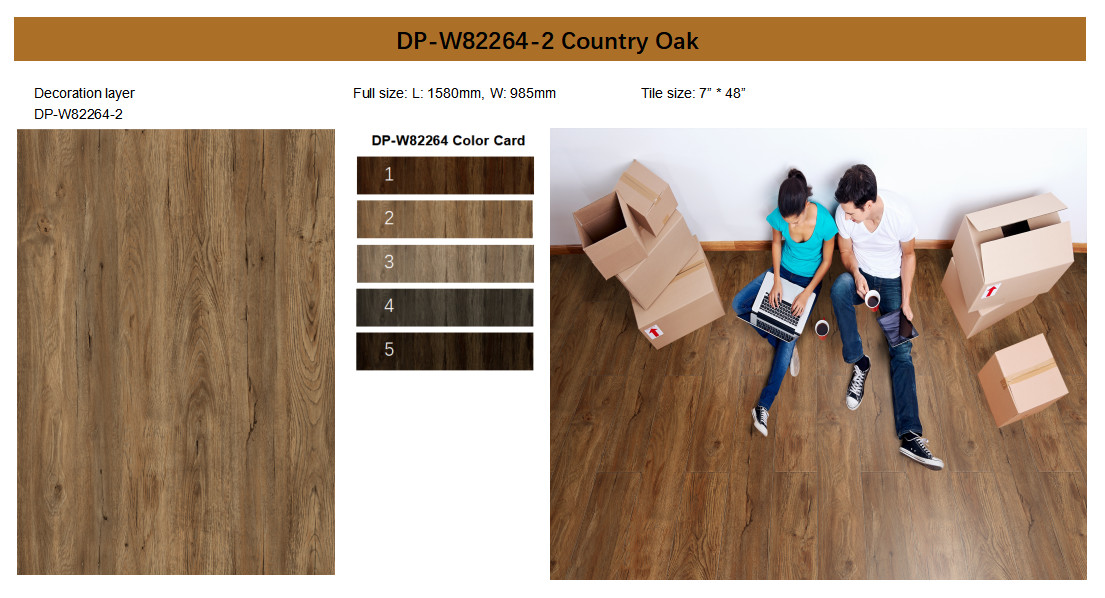 Scratch Resistant SPC Wood Flooring 183x1220mm Country Oak GKBM DP-W82264