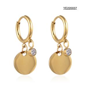 Wholesale Round Fringe Rhinestone Inlaid Gold Drop Earrings Stainless Steel from china suppliers
