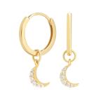 Dangle Moon Hoop Earrings 925 Silver for Women Brazilian Gold Plated 18K Custom