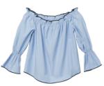 Elastic Belt Blue Polyester Cotton Ladies Strapless Dress