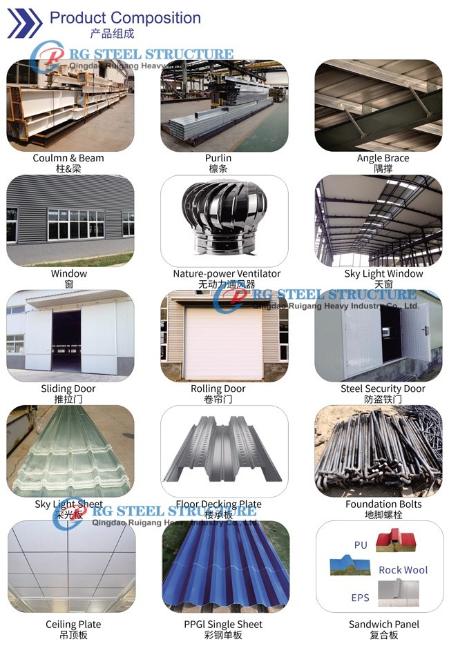 Prefabricated Metal Building Light Steel Structure Office Warehouse For Customization