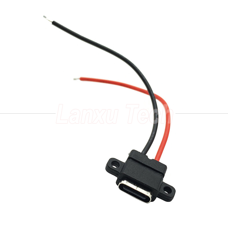 Waterproof USB Type C Solder Female Jack Socket Wire Cable for Laptop Printer