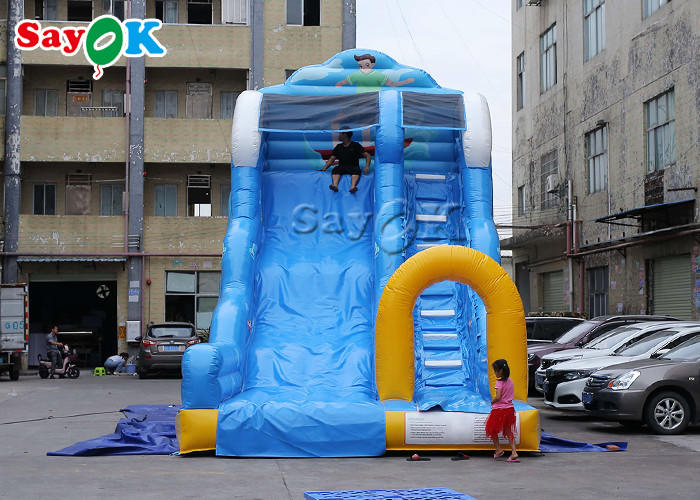 9x4.5x6mH Blue Ocean Theme Inflatable Wave Water Slide With Octopus Arch