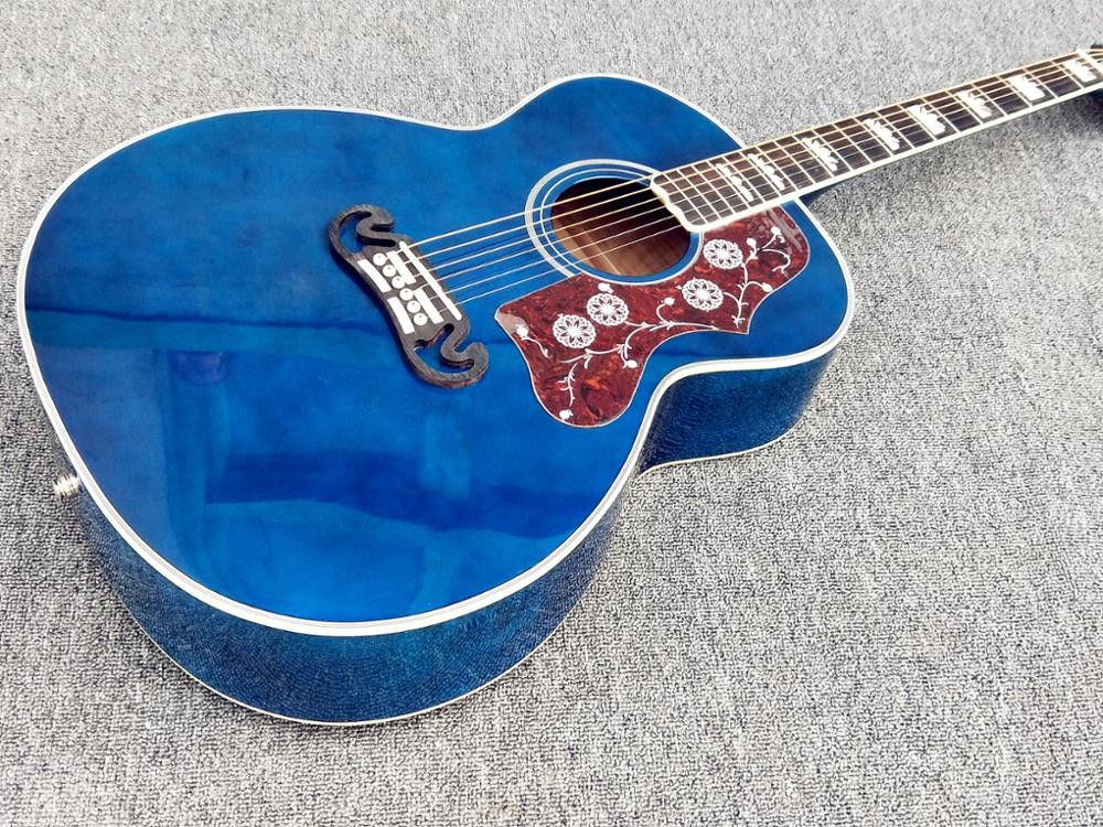 Custom 12 strings Blue color G200 classic acoustic guitar, Solid Sprue top,Factory Custom Maple body guitar