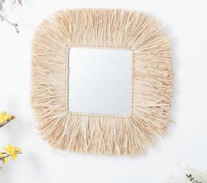Wholesale Wall Mounted Hanging Make Up Decoration Handmade Natural Seagrass Mirror from china suppliers
