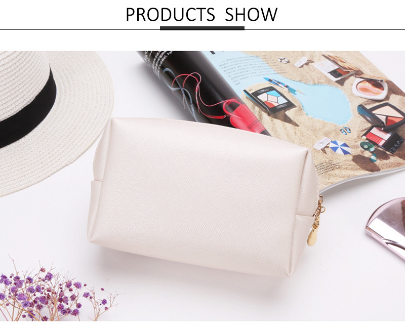 Saffiano PU Leather Travel Cosmetic Pouch For Women