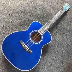 Wholesale Solid Spruce Top Mahogany Neck Burst Maple Veneer Ebony Fingerboard Abalone Om45s Style Acoustic Guitar from china suppliers