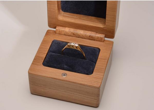 Quality Custom Made Solid Wood Jewelry Box , Small Wedding Ring Packaging Box with Luxury Lining for sale