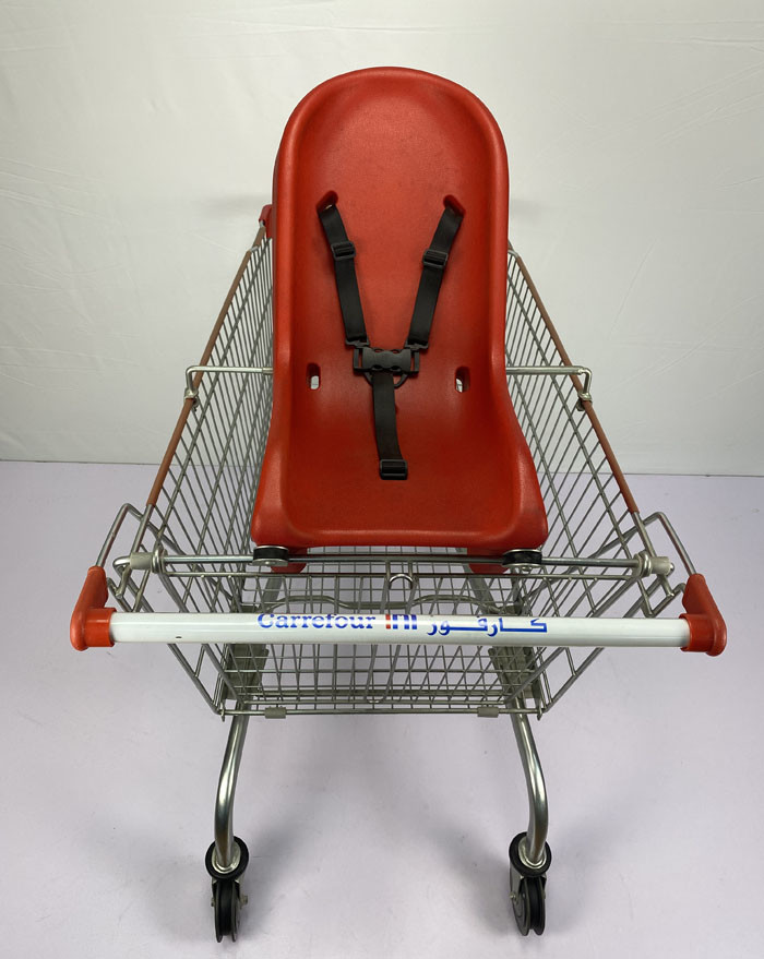 240L European Supermarket Style Metal Shopping Trolley With Large Capacity Storage Cart And Baby Lounge Seat