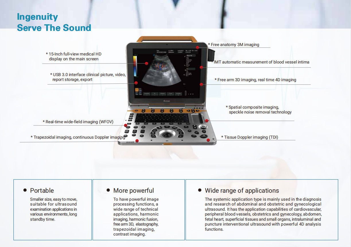 3D 4D 5D Vascular Medical Ultrasound Instruments Portable Color Doppler Ultrasound