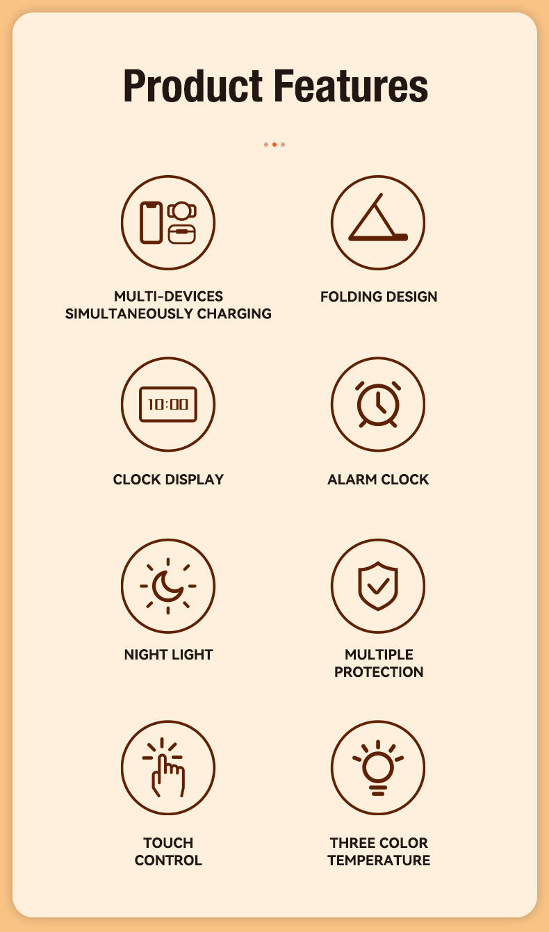 Clock Chargers Essential Multifunctional QC3.0 Wireless Charger with Alarm Clock