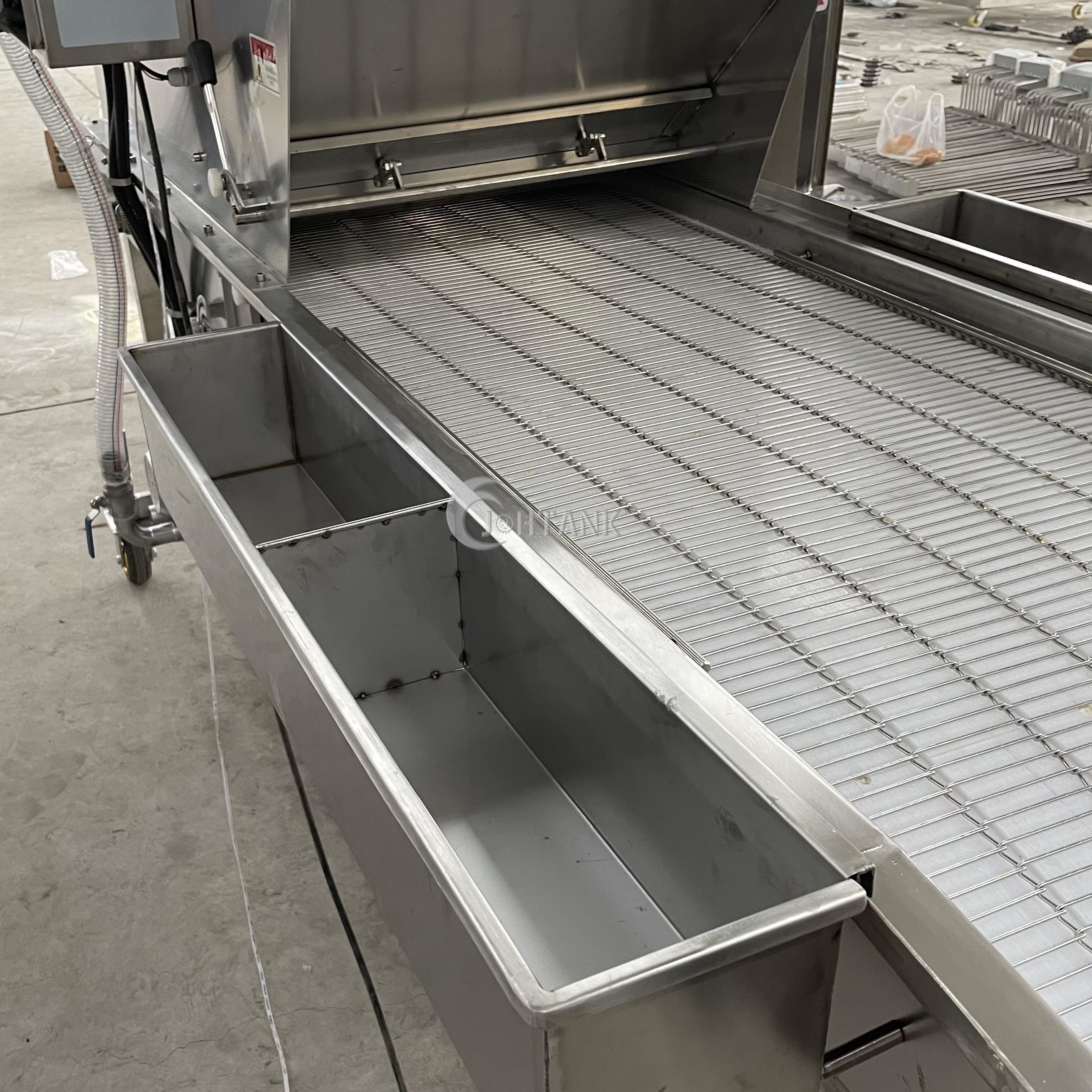 Meatballs Chicken Double Belt Continuous Frying Machine Sus304 1000kg/H