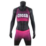 Custom Sublimation Girls Cheer Dance Clothes Crop And Shorts Pink Color