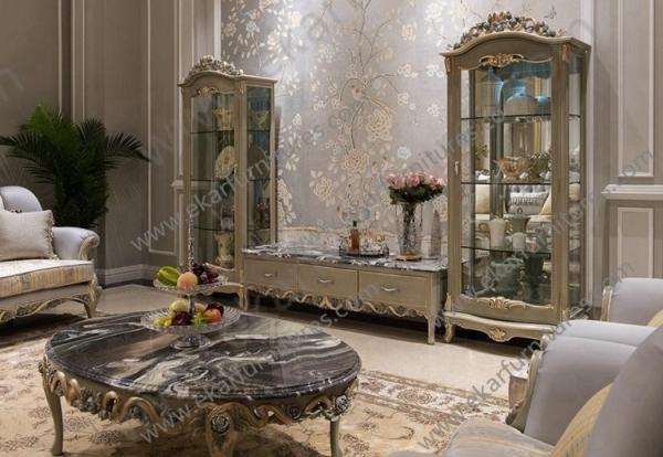 Antique Marble Top TV Stand Classic wooden cupboard designs modern living room