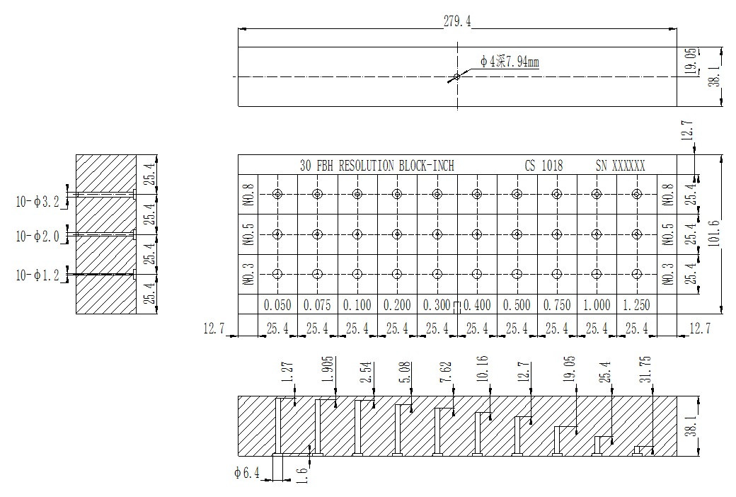 Ndt 30 Fbh Resolution Block Inch 1018 Carbon Steel
