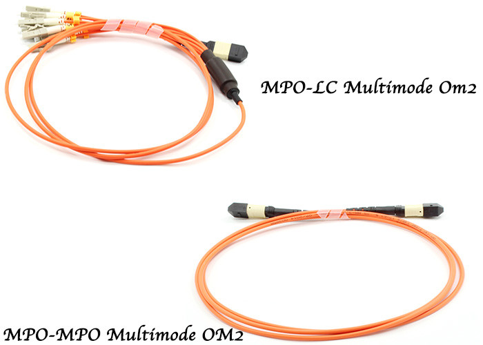 MPO To LC Breakout Cable Harness Multimode OM2 Fiber Optic Patch Cord ISO9001