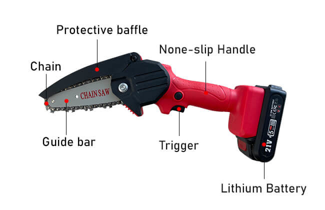 4 Inch Cordless Battery Powered Handheld Mini Chainsaw For Tree Branch