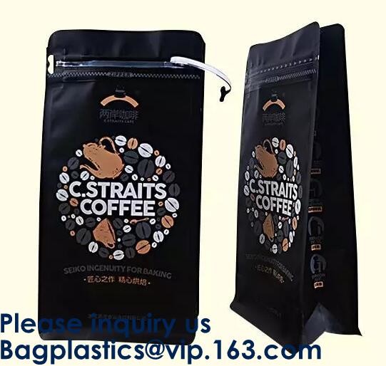Oxo-Degradable stand up pouches Coffee Bags Stand Up Pouch With Valve Side Gusset Bag with Valve Flat Bottom Pouch with