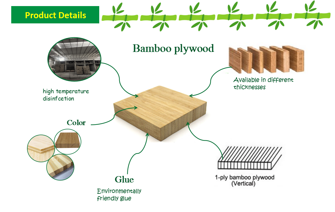 Customized 1/4 Inch Bamboo Plyboard Sheets Sustainable E0 Grade