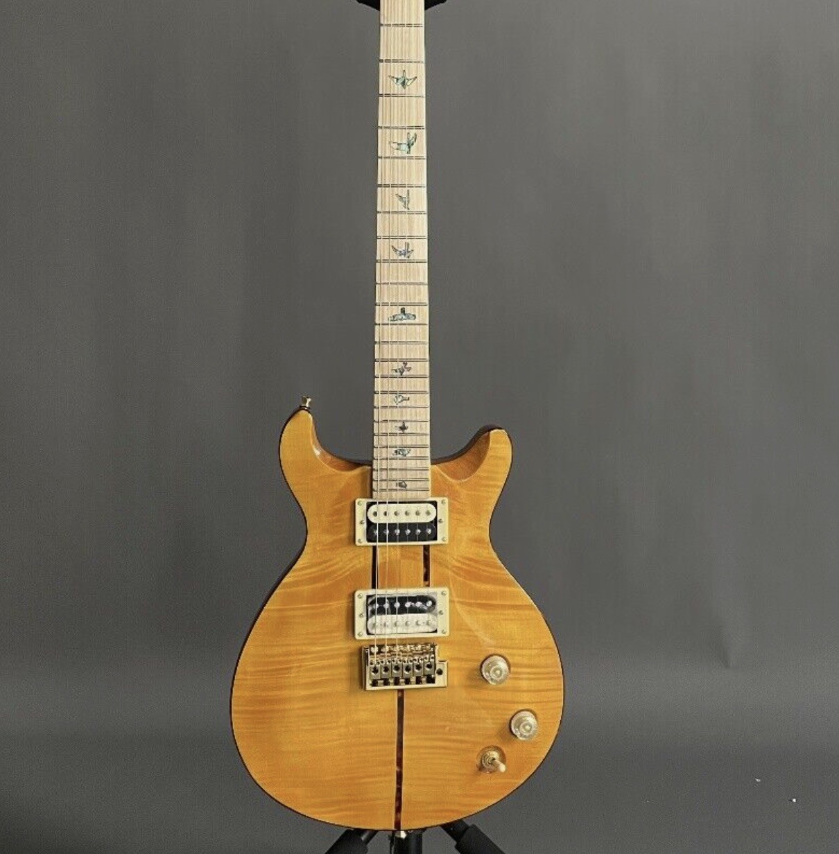 Custom SE Santana Electric Guitar Chrome Part Abalone Bird Inlay Flame Maple Top